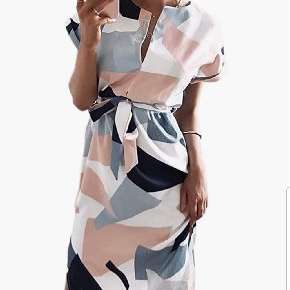 Ecowish Women Geometric Print Summer Dress